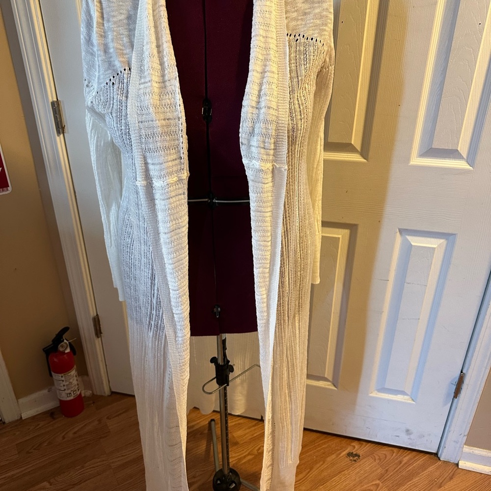 Ashley Stewart White Open-Front Cardigan